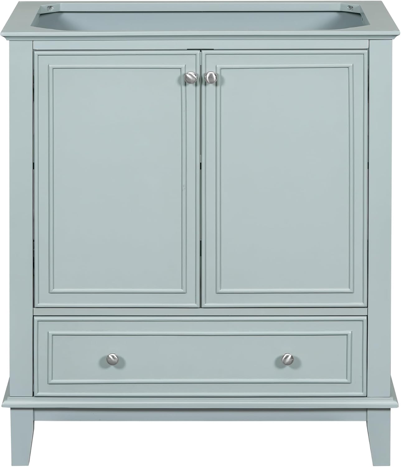 Flieks 30'' Bathroom Vanity Without Sink, Base Only, Multi-Functional Bathroom Cabinet with Doors and Drawer, Solid Frame and MDF Board, Green