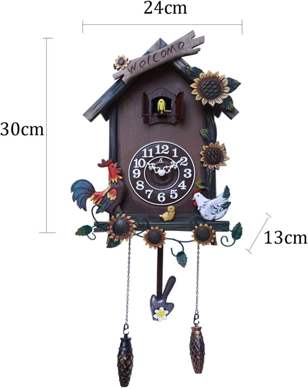 New Cuckoo Clock European SolidCuckoo Clocks Modern Creative Simple Living Room Wall Hand-Carved Swing Antique en Retro Pendulum Decor