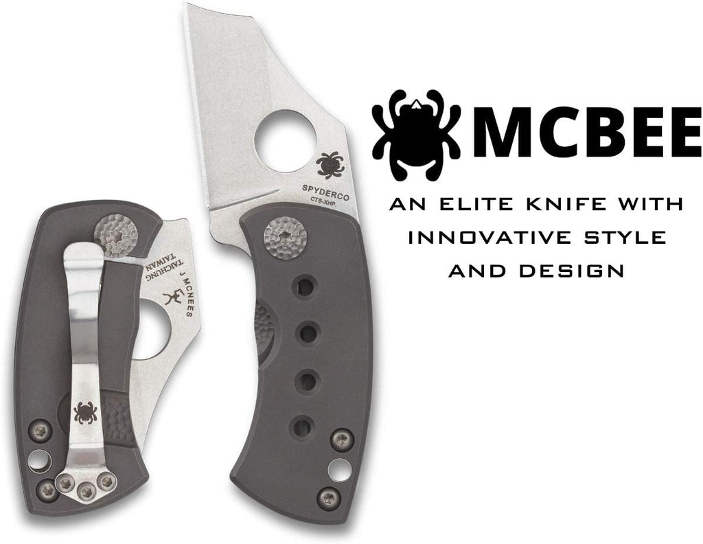 Spyderco McBee Specialty Folding Utility Pocket Knife with 1.52' CTS XHP Stainless Steel Blade and Premium Titanium Handle - PlainEdge - C236TIP