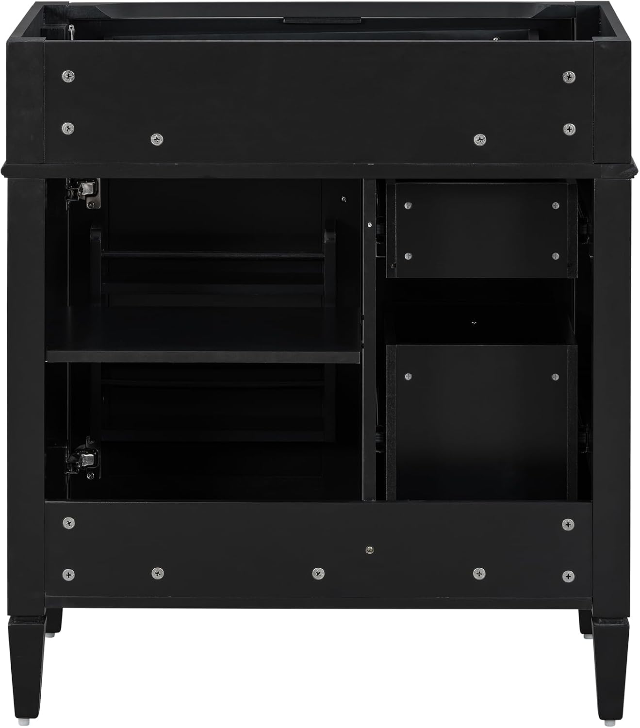 Favfurish 30' Bathroom Vanity Without Top Sink,Modern Freestanding Bath Storage Cabinet with 2 Soft-Close Drawers & Tip-Out Tray,Solid Wood Vanity Only w/Adjustable Shelf & Door Organizer,Black