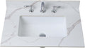 31 x 22 Inch Bathroom Vanity Top, Sintered Stone Top with Ceramic Sink, Three Hole Vanity Top With Undermount Rectangular Sink and 1 Backsplash (Carrara Gold, 3 Hole)