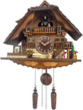 Cuckoo Clocks Exquisite Hand-Carved Cuckoo Clock, Living Room Wall Clock with Pendulum, Quartz Movement Wooden Wall Clock, Roman Dial/Arabic Dial (Color : Brown, Size : Arabic Dial)