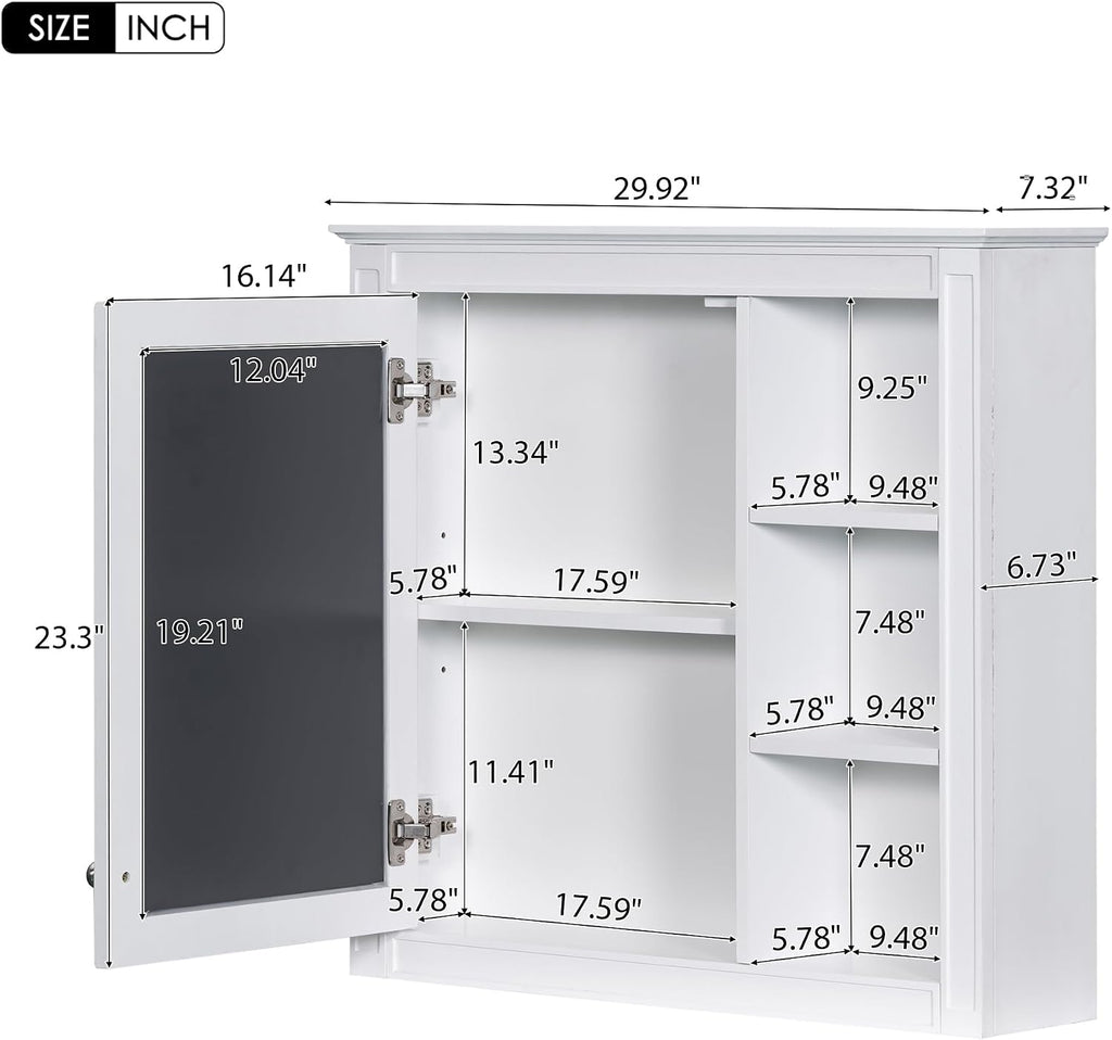 Merax 30' Bathroom Sink Vanity with Matching Medicine Cabinet Combo, Modern Bathroom Storage Cabinet, Solid Wood Frame, Painted Finish