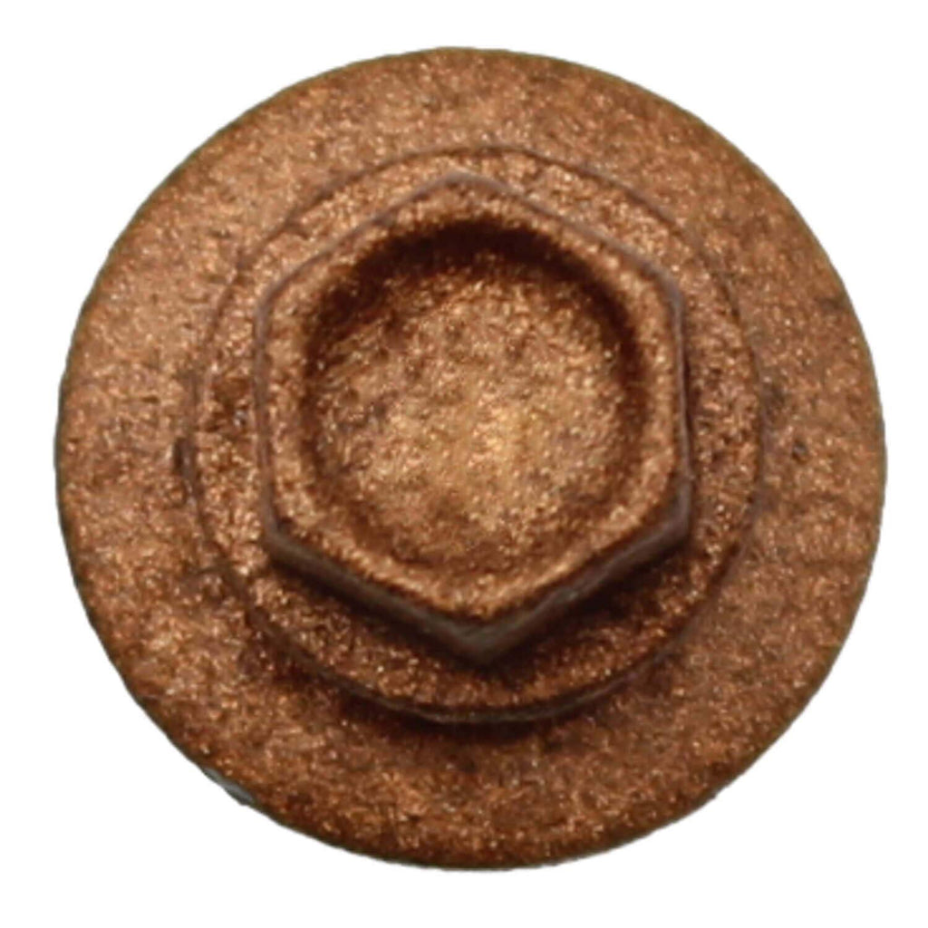 10 x 1 Copper Metal Roofing Screws - Hex Washer Head- Self-Starting/Tapping - EPDM Washer. 10 X 250 Bags - 2,500 Screws