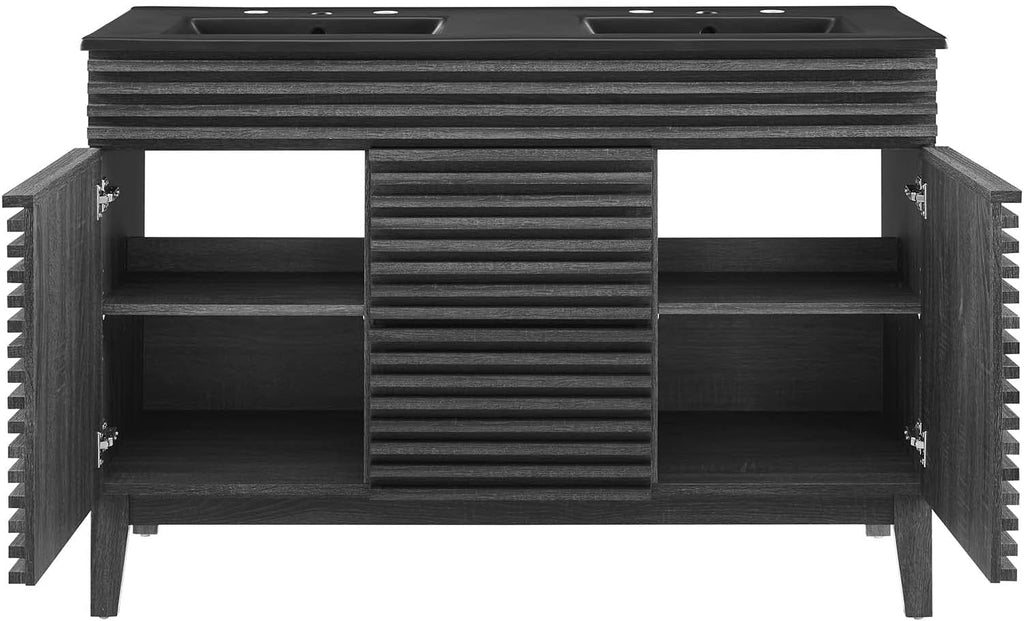 Modway Render 48' Double Bathroom Vanity in Charcoal Black