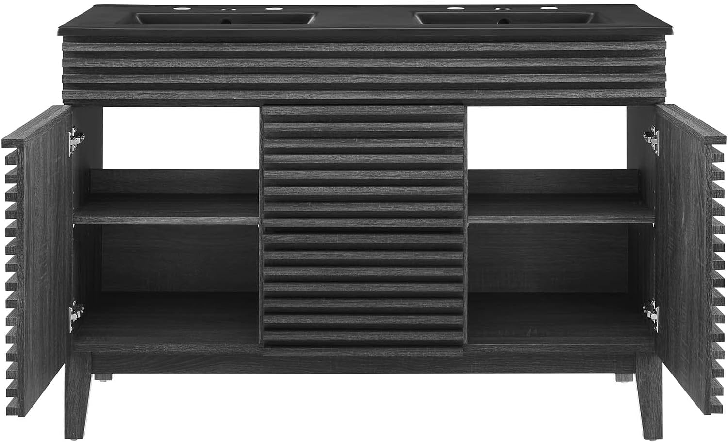 Modway Render 48' Double Bathroom Vanity in Charcoal Black