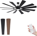 72 Inch Black Ceiling Fan with Light, 12 Dual-finish Blades Large Outdoor Ceiling Fan, Modern Industrial Cieling Fan with Reversible DC Motor, 3CCT, Dimmable LED for Garage, Patio, Indoor, Outdoor