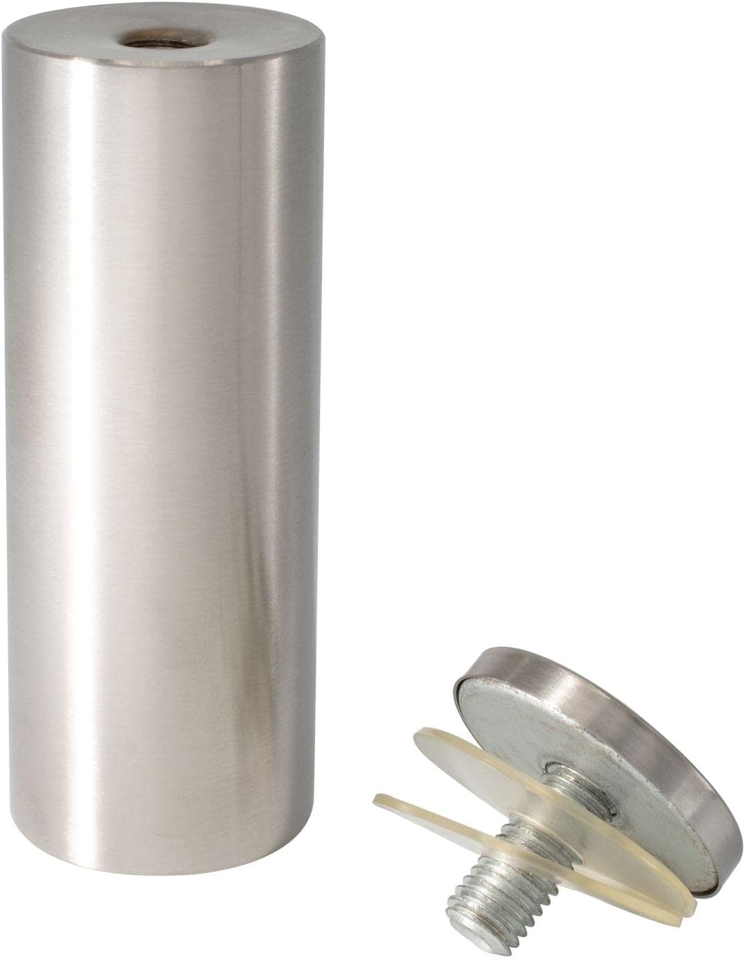 Stainless Steel Standoff 1-1/2 Inch Diameter x 4 Inch Barrel Length Brushed Finish for PVC, Glass and Acrylic Sign Stand Off Wall Anchors and Screws 100 Piece Commercial Space Pack