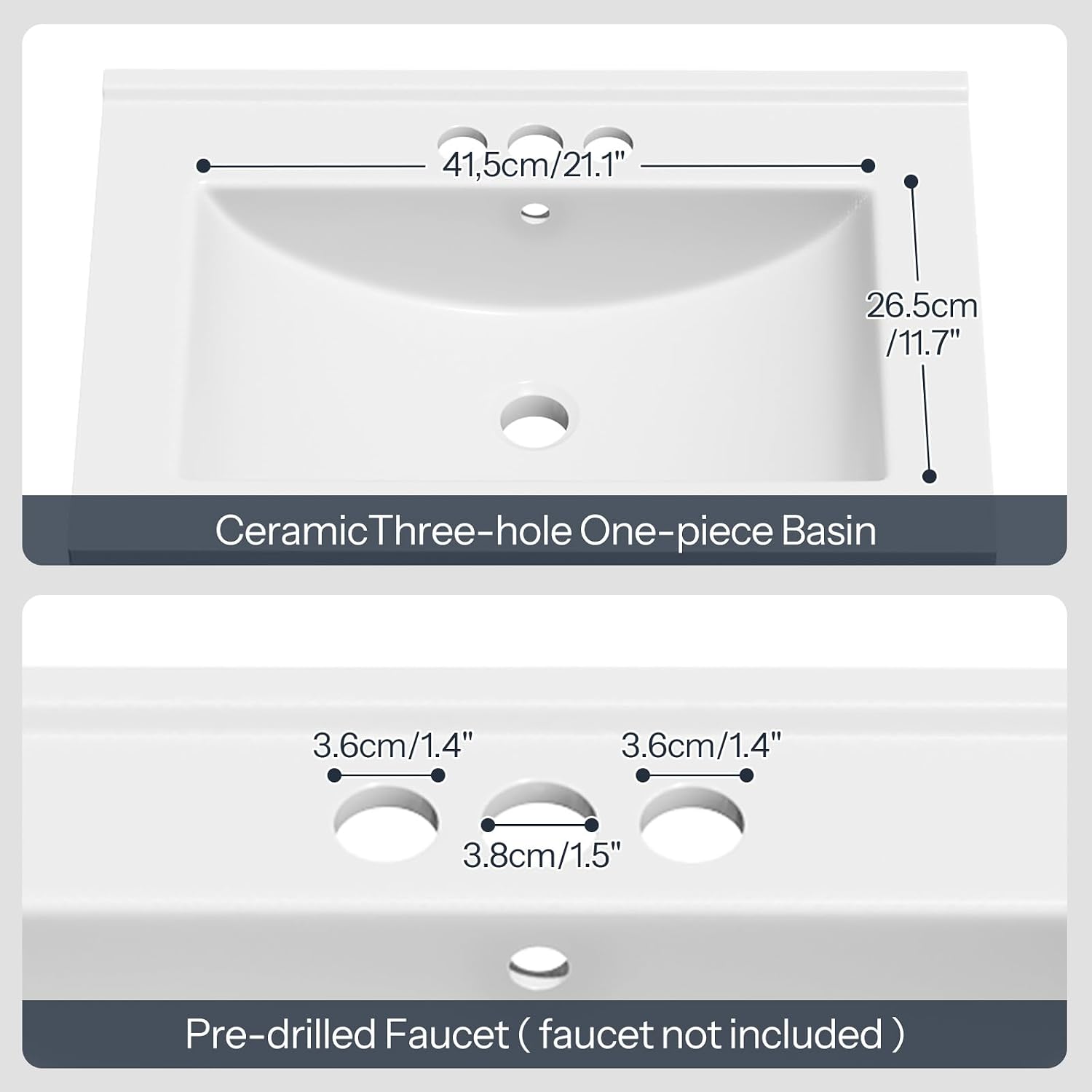 HOOBRO 24.2' Modern Bathroom Vanity with Sink, Farmhouse Bathroom Sink Cabinet with Ceramic Basin, Door Storage, 2 Doors & High-Leg Design, Easy Assembly, Drain Kit Not Included, White