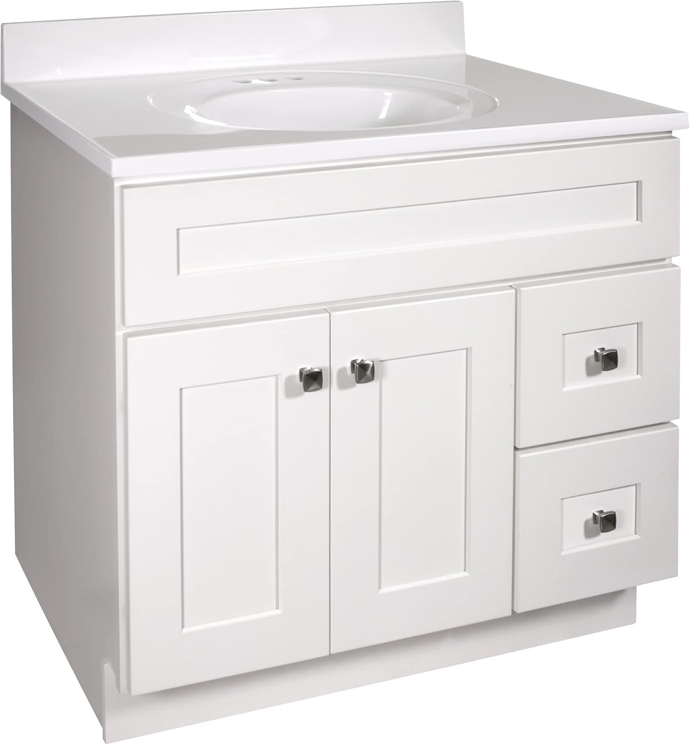 Design House Brookings 37 Inch Bathroom Vanity with Top, Ready to Assemble, Sherwin Williams® White, 585695