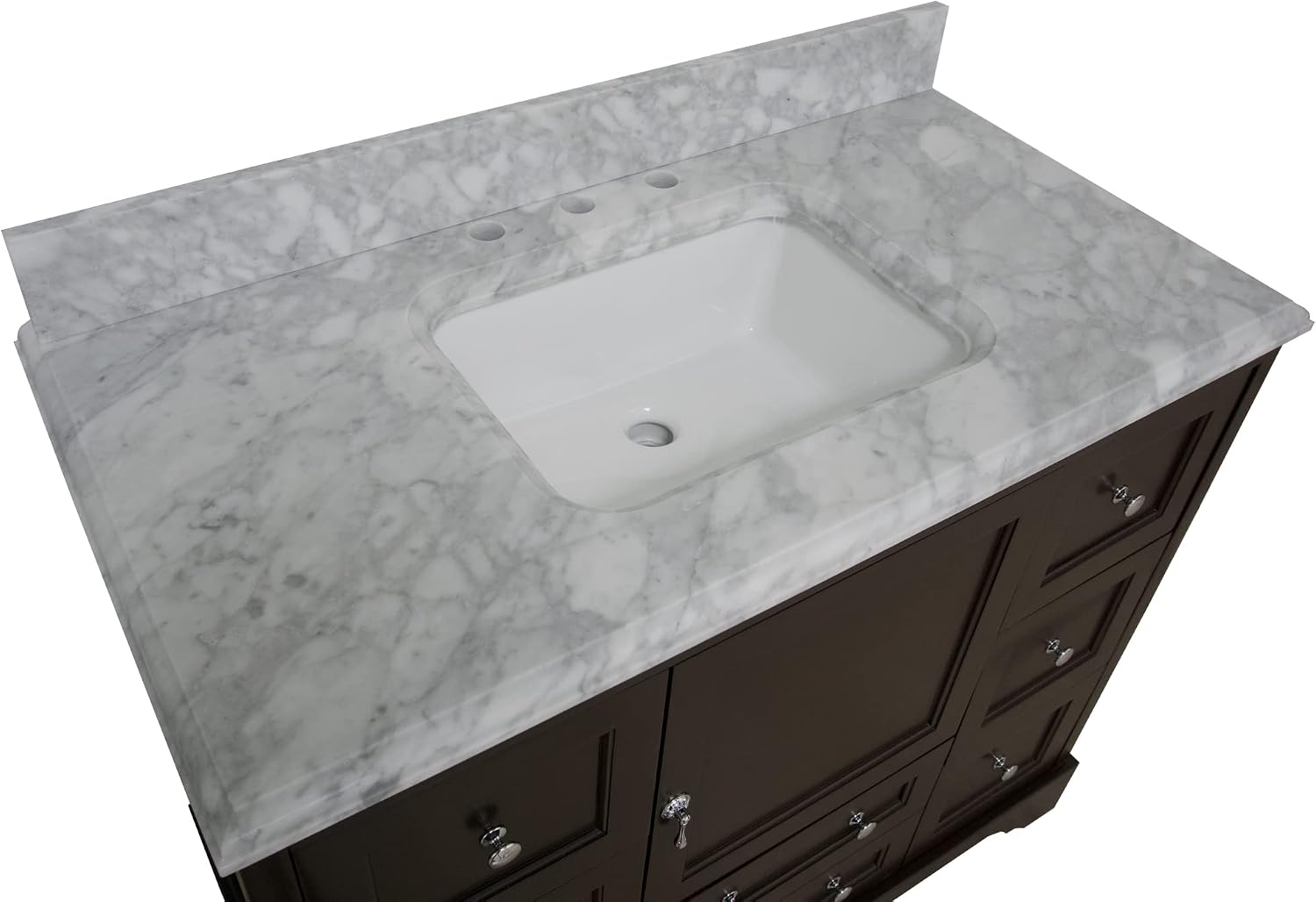 Kitchen Bath Collection Madison 42-inch Bathroom Vanity (Carrara/Chocolate): Includes Chocolate Cabinet with Authentic Italian Carrara Marble Countertop and White Ceramic Sink