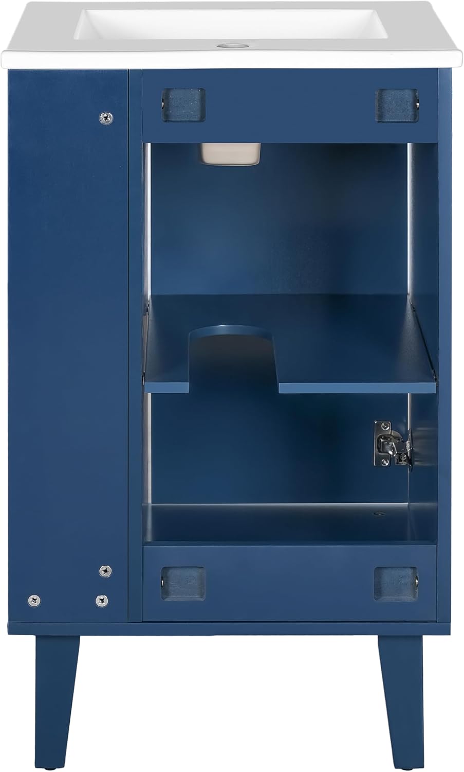 VilroCaz Modern 20'' Bathroom Vanity with Top Ceramic Sink, Freestanding Single Vanity Set Bathroom Storage Cabinet with Soft Closing Door, Chic Half-Moon Pulls (Blue-10.16)