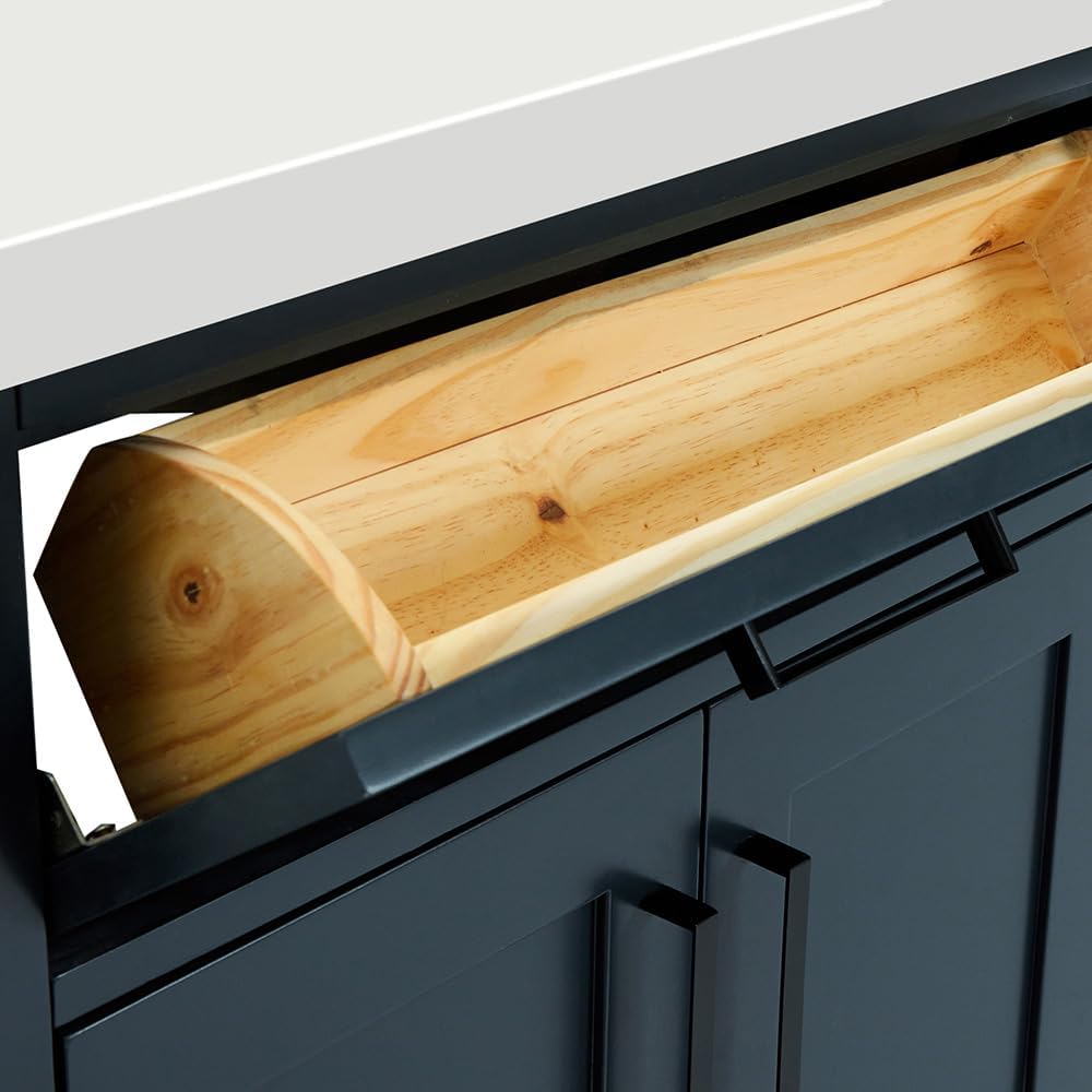 DKB Isabella 72 Inch Bathroom Vanity Double Sink — Midnight Blue Bathroom Vanity with Sink, 1.5' Edge Pure White Quartz Countertop, 4 Soft-Close Doors, 4 Dovetail Drawers, and 2 Tilt Drawers