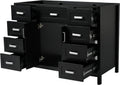 47' Bathroom Vanity Without Sink, Cabinet Only, 2 Doors and 8 Drawers, Soft Close System, Classic Design, Black
