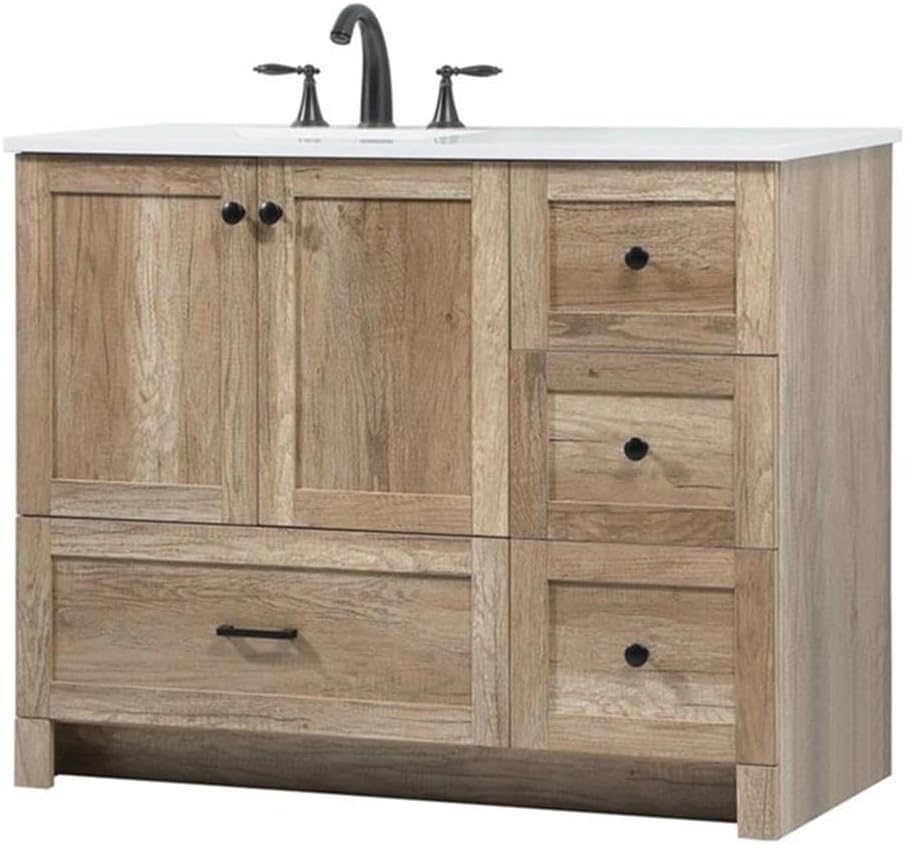 Elegant Decor Soma 42' Aluminum MDF Single Bathroom Vanity in Natural Oak