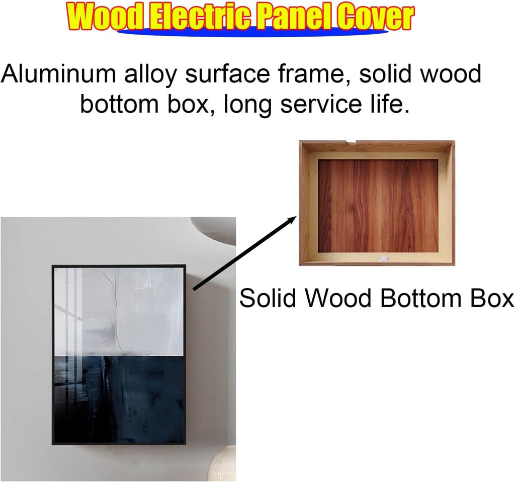 Large Fuse Box Cover Cabinet Decor, Wall Mounted Electrical Panel Cover with Screws, Wood Electric Panel Cover for Indoor, Aluminum Frame(L-Flip Lid W 10cm,60x80cm/23.6x31.5in)