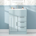 Kikihouse 24 Inch Bathroom Vanity with Sink, Freestanding Modern Bathroom Vanity Cabinet with Ceramic Basin, Single Sink Small Bathroom Vanity for Apartment (Blue, 24 inch)