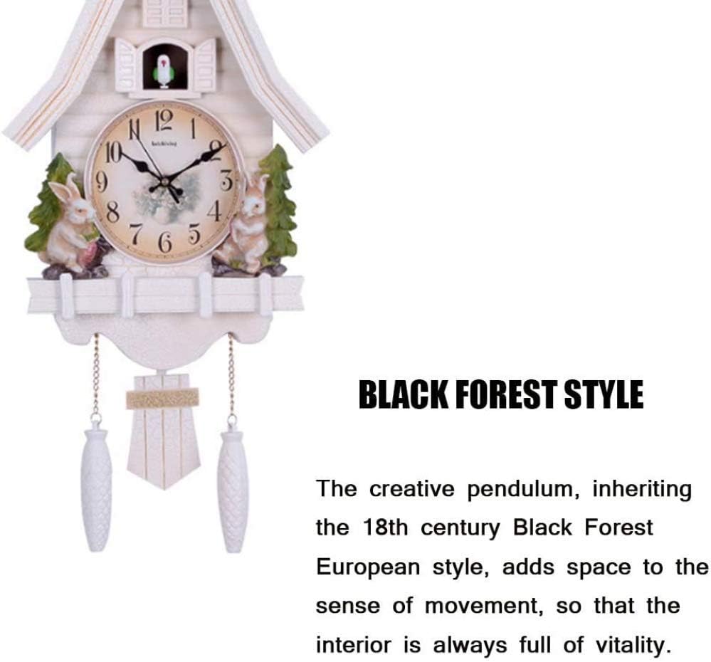 qiuqiu Chalet Style Cuckoo Clock, Black Forest Cuckoo Clock, Quartz Wall Clock Pendulum with Natural Voices for Birds, Battery Operated Cuckoo Chime, Home Decor