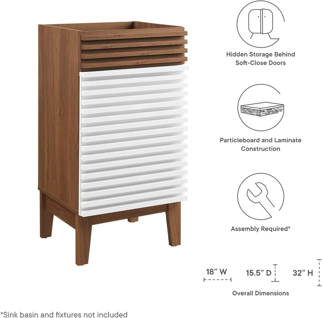 Modway Render 18' Bathroom Vanity in White Walnut - Sink Basin Not Included