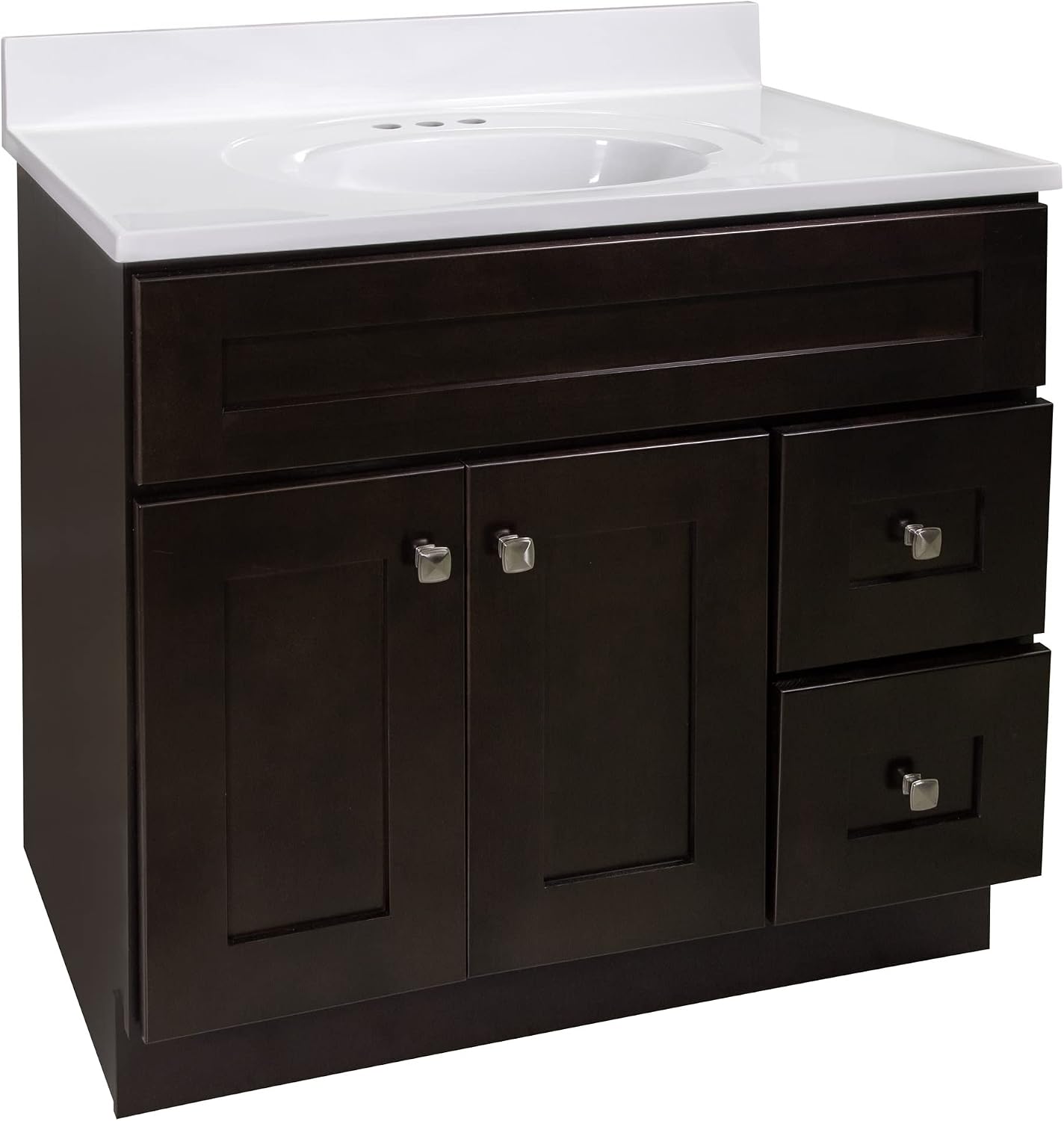 Design House Brookings 37 Inch Bathroom Vanity with Top, Ready to Assemble, Brown, 585836