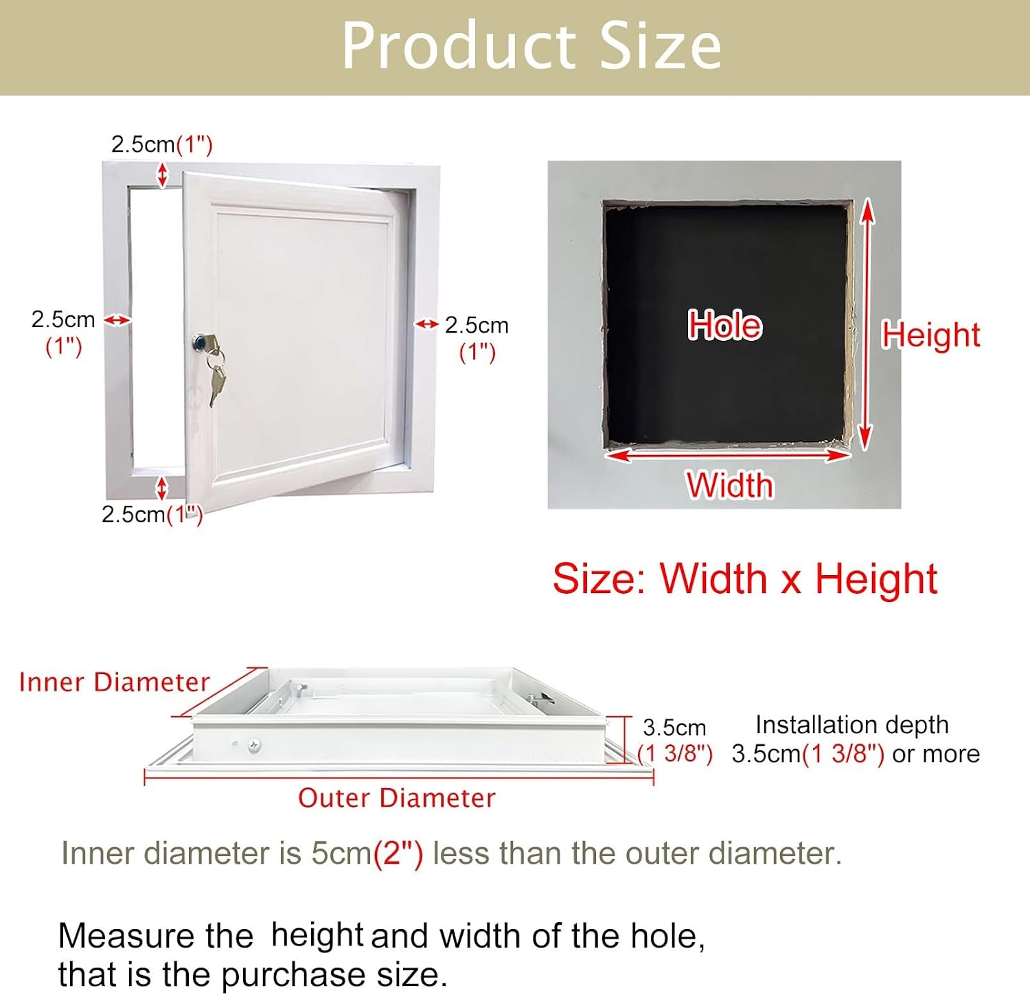 8x10 12x18 14x18 16x20 24x30 Access Door, Metal Access Panel for Plumbing/Cable, Wall/Ceiling Access Panel, Electrical Inspection Hatch(40x75cm/16x30in)