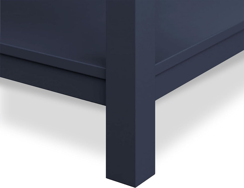 Furniture of America Genevieve 31 inch Modern Bathroom Vanity with Sink, Wood Cabinet with Carrera Marble Top, Soft-Closing Drawers and Open Shelf, Blue