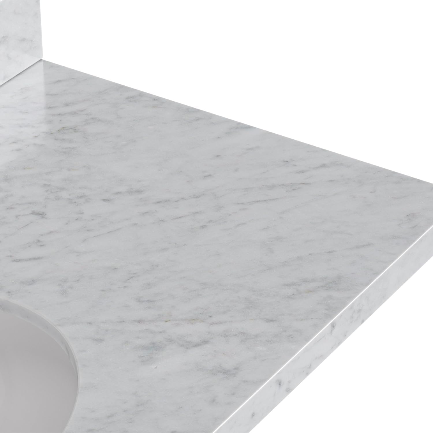 DKB Beckford 36-inch Vintage Green Bathroom Vanity with Left Oval Single Sink, Italian Carrara Marble Countertop & Backsplash, Solid Wood Frame, Soft-Closing & Dovetail Drawers