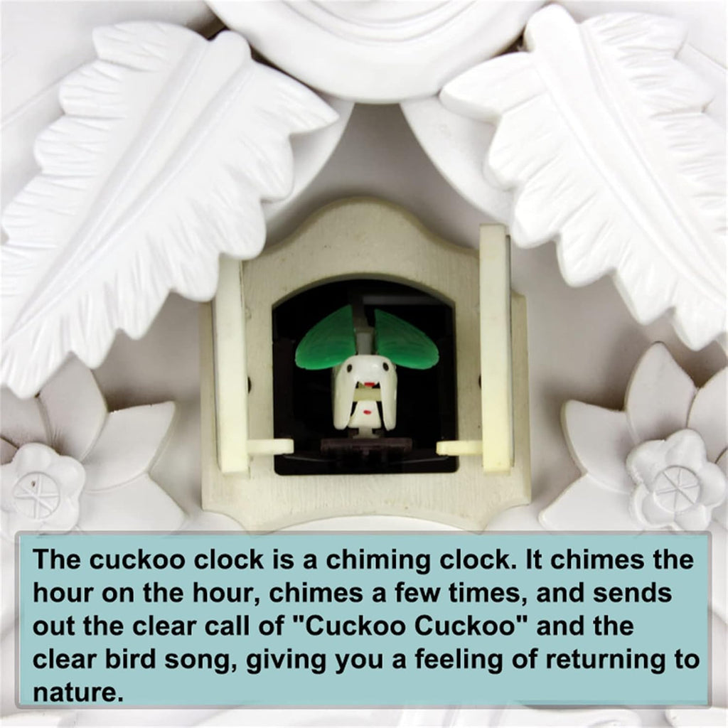 Cuckoo Clock,Wooden Wall Clock,Cuckoo Clock with Night Mode, Hand Carved Bird, Weights and Swinging Pendulum,for Home Decorate