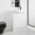 Malwee 23 Inch Freestanding Bathroom Vanity with Sink, 23'' Floor Stand Single Sink Bathroom Vanity Combo, Modern White Cabinet Set with 2 Doors and Ceramics Basin Top, Ajustable Shelf.MA02923GWH