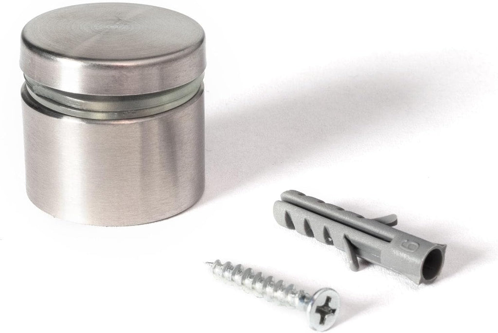 Stainless Steel Standoff 1-1/4 Inch Diameter x 3/4 Inch Barrel Length Brushed Finish for PVC, Glass and Acrylic Sign Stand Off Wall Anchors and Screws 48 Piece Small Store Pack