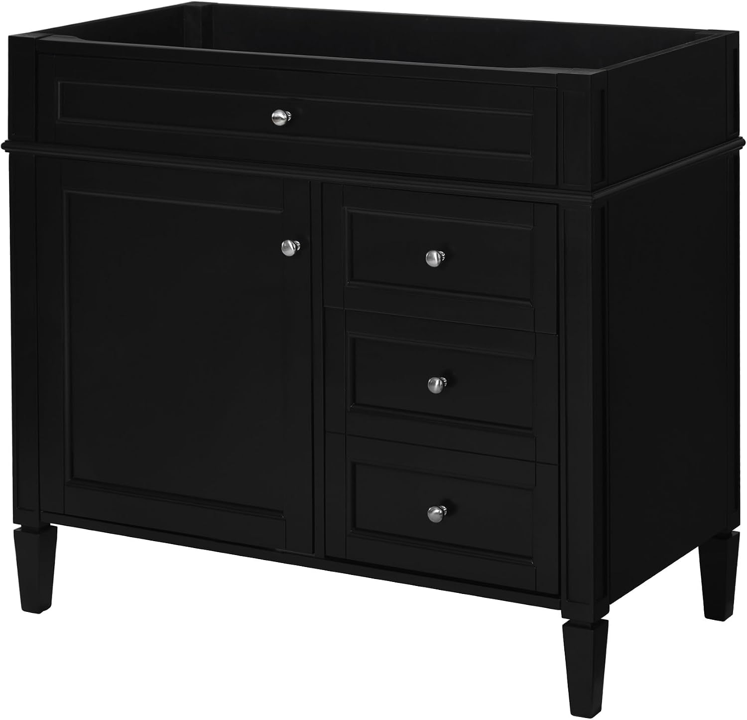 36'' Bathroom Vanity Without Top Sink, Modern Bathroom Storage Cabinet with 2 Drawers and a Tip-Out Drawer, Only Cabinet, Black