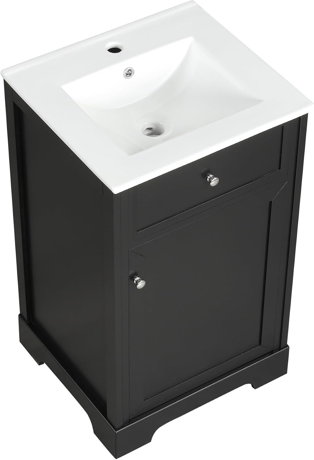 VilroCaz Modern 20' Bathroom Vanity with Sink, Freestanding Bathroom Cabinet with Soft Closing Door, Storage Rack and Adjustable Shelve (Black-10.8)