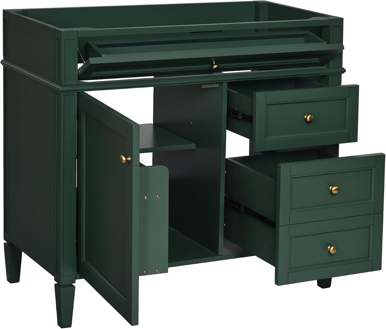 36'' Bathroom Vanity Without Top Sink, Modern Bathroom Storage Cabinet with 2 Drawers and a Tip-Out Drawer, Only Cabinet, Green