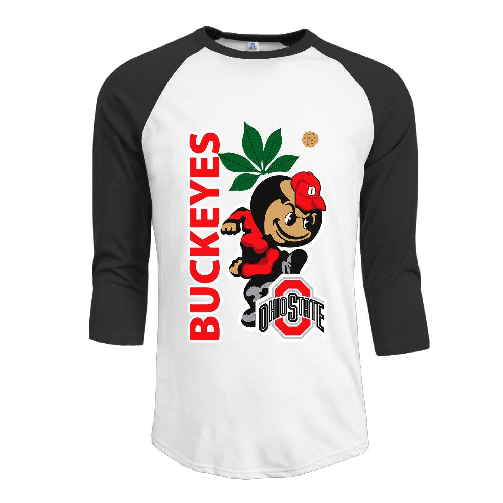 LQYG Men's Three Quarter Sleeve T Shirts - Ohio State Buckeyes Black XXL
