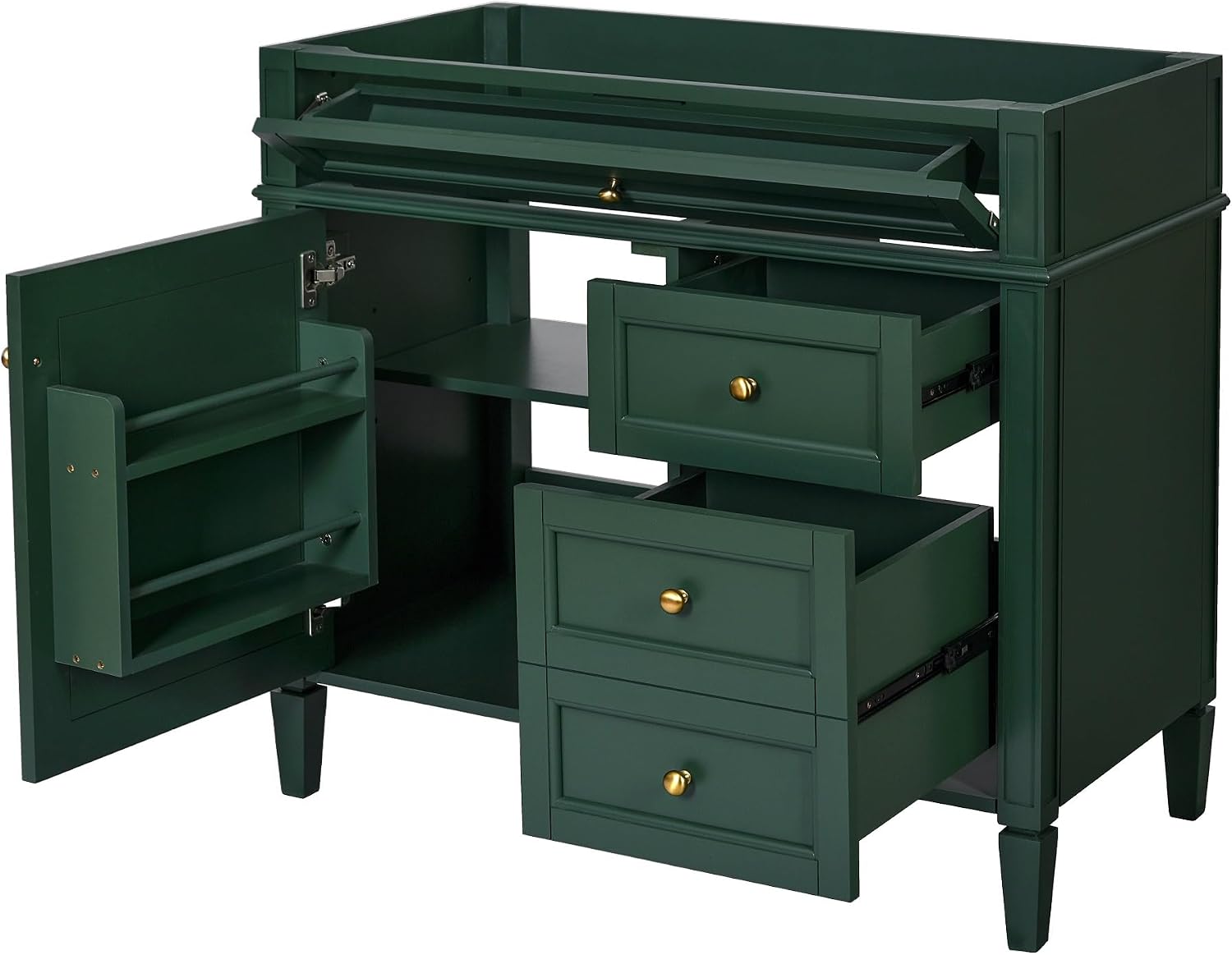 36'' Bathroom Vanity Without Top Sink, Modern Bathroom Storage Cabinet with 2 Drawers and a Tip-Out Drawer, Only Cabinet, Green