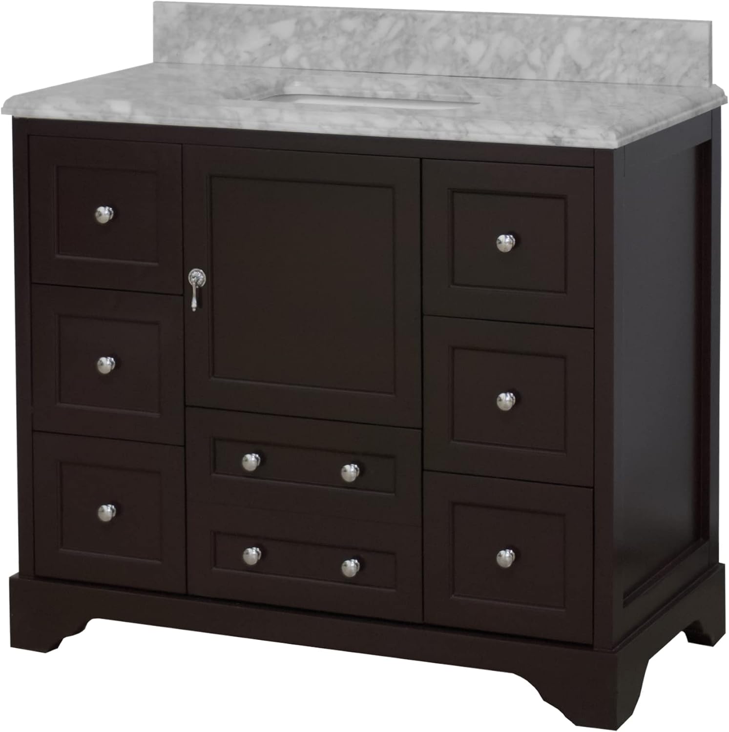 Kitchen Bath Collection Madison 42-inch Bathroom Vanity (Carrara/Chocolate): Includes Chocolate Cabinet with Authentic Italian Carrara Marble Countertop and White Ceramic Sink
