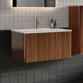 30' Bathroom Vanity with Sink, Modern Floating Vanity with Push Open Soft Close Drawer, Large Storage for Small Space, Walnut, Fully Assembled - Camellia Collection