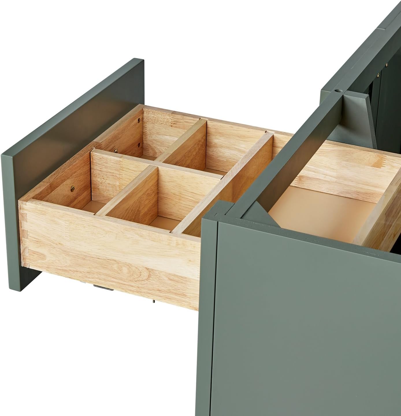 ARIEL Loren 60-inch Bathroom Vanity with Sink,Solid Wood, 1.5-inch Carrara White Quartz Countertop, Single Oval Porcelain Sink, 2 Soft Closing Doors, 7 Dovetail Drawers, Vintage Green