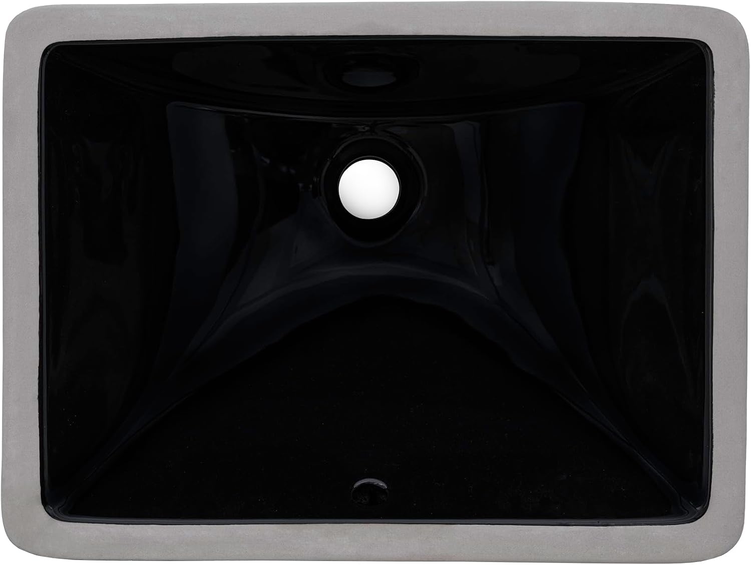 Ruvati 16 x 11-3/4 inch Undermount Bathroom Sink Black Rectangular Porcelain Ceramic with Overflow- RVB0718BK- Durable, Stain-Resistant Small Sink for Modern Bathrooms, Perfect for Vanity Sinks