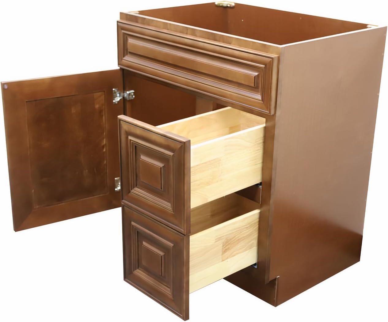 30' Shaker Bathroom Vanity Sink Base with Drawers (Ready-to-Assemble) (Maple Walnut Vanity Base)