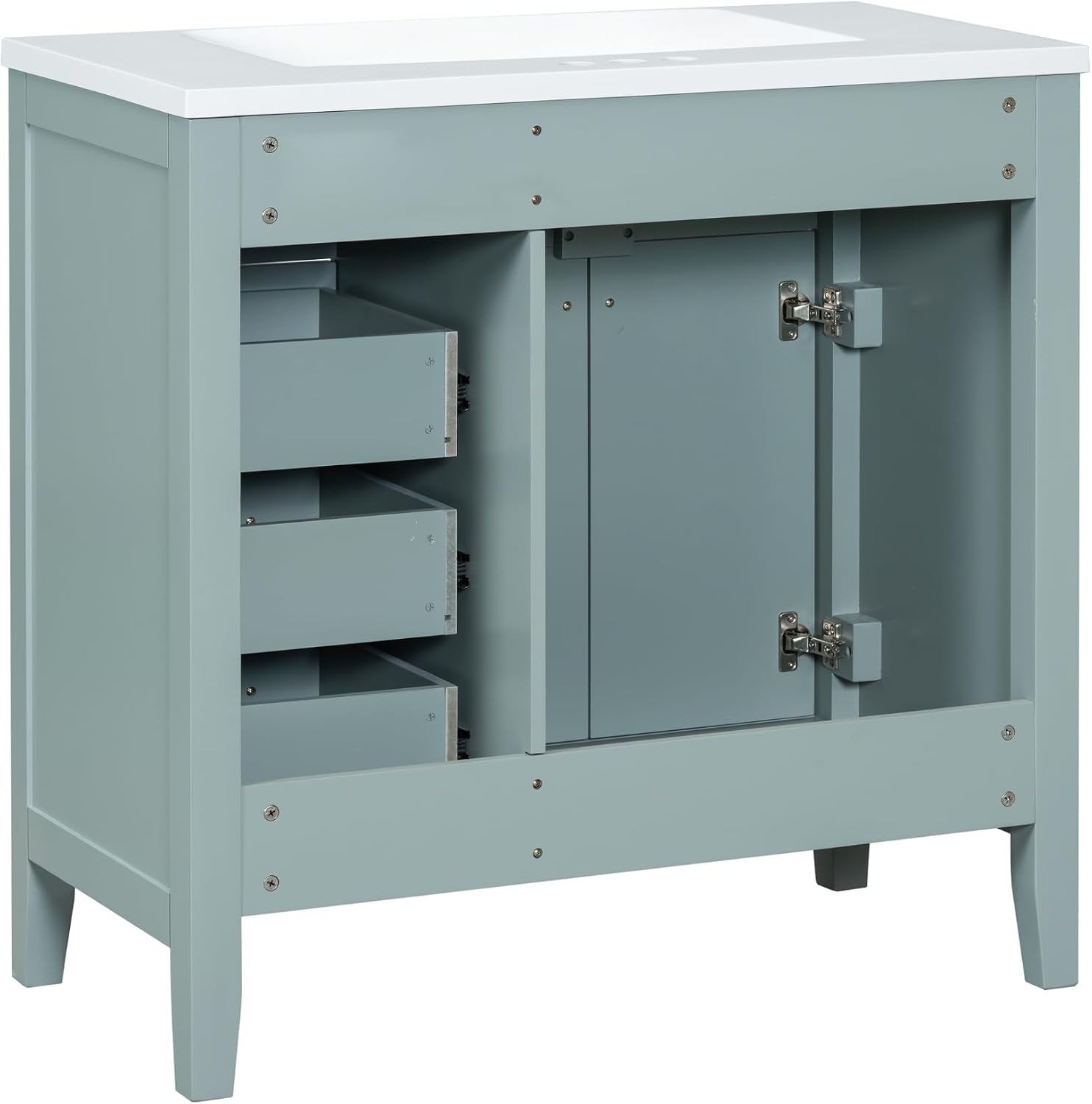 36' Bathroom Vanity with Sink Combo, Bathroom Cabinet with Drawers, Solid Frame and MDF Board,Green