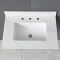 Leavader 31 x 22 Inch Bathroom Vanity with Sink, Elegant White Sintered Stone Marble Top with Rectangular Undermount Sink & Backsplash