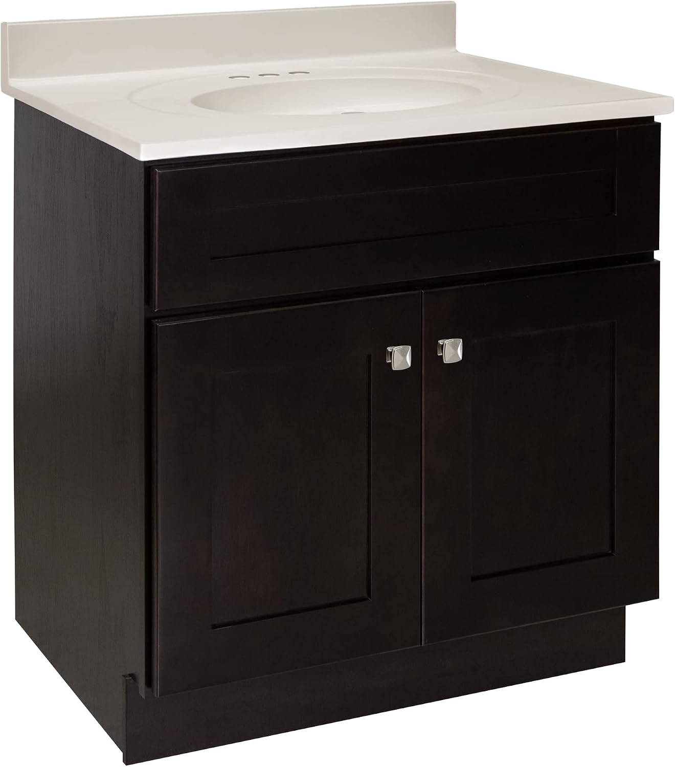 Design House Brookings 31 Inch Bathroom Vanity with Top, Ready to Assemble, Brown, 585281