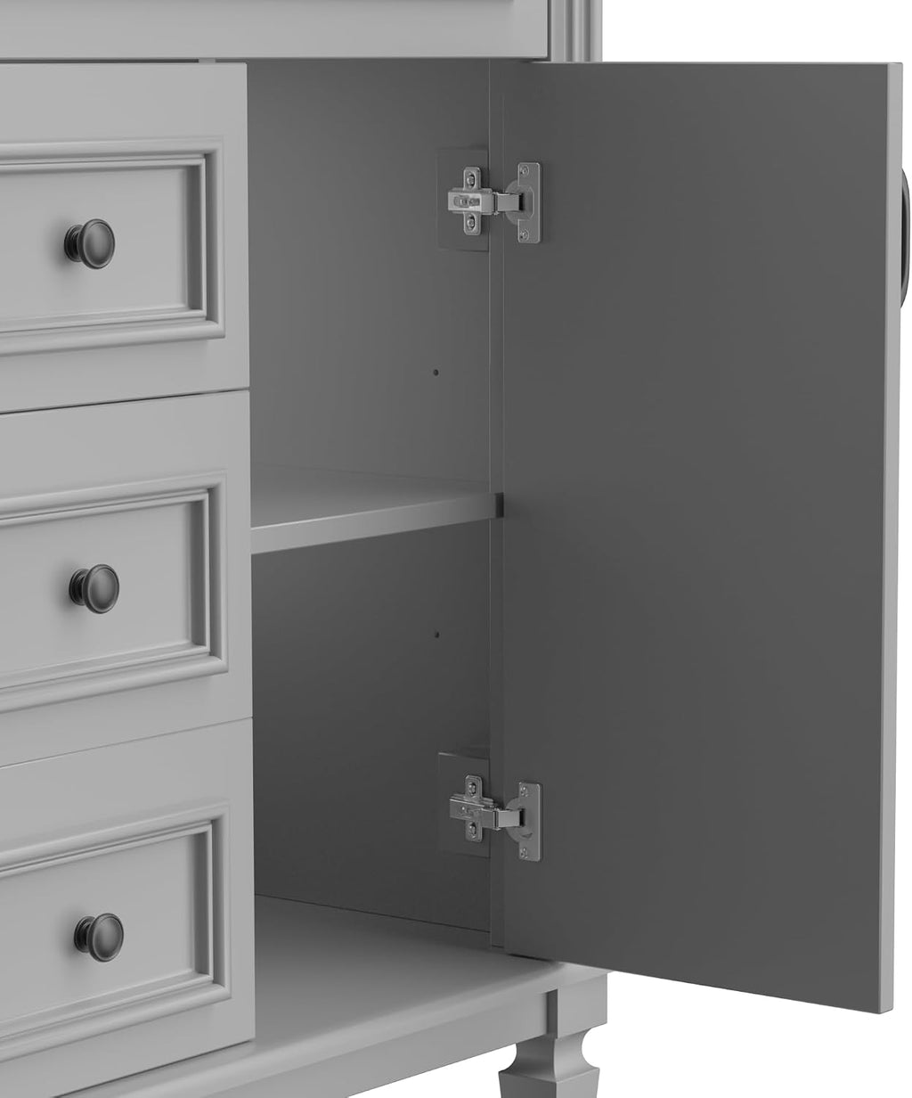 Linique 36' Bathroom Vanity with Top Sink,Bathroom Storage Cabinet with 2 Soft Closing Doors and 3 Storage Drawers,Modern Single Sink Bathroom Vanity(Gray)