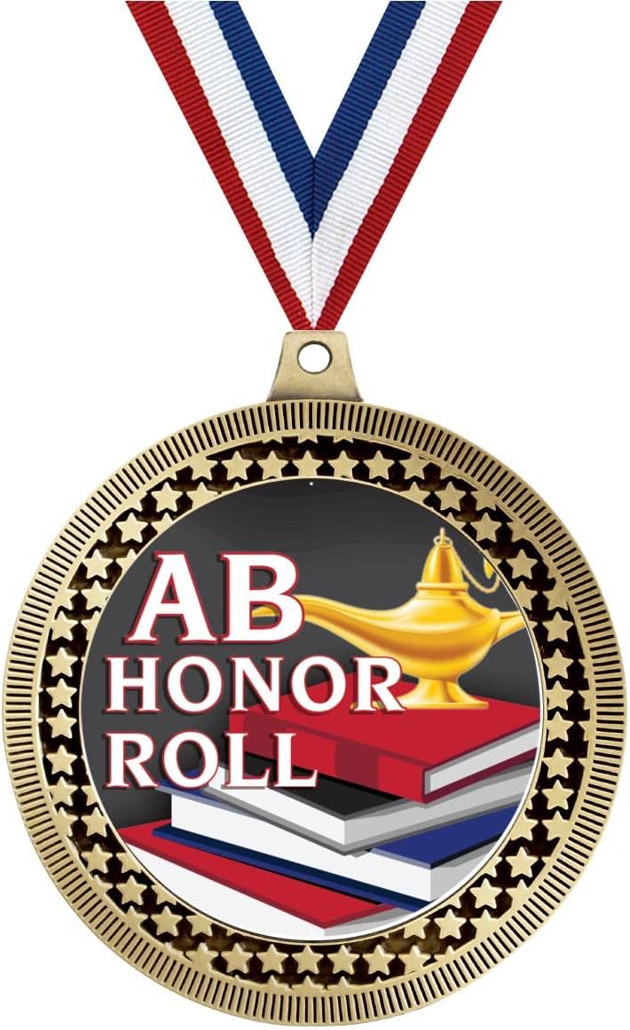 2.75' AB Honor Roll Award Medal, Gold Vega AB Honor Roll Team Trophy Award Includes Free Neck Ribbon