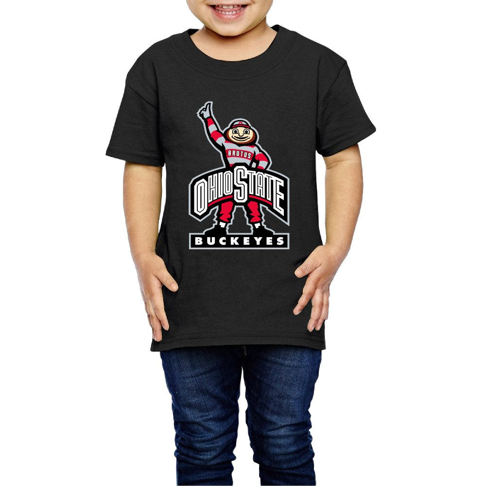 AK79 Children 2-6 Years Old Boys and Girls Ohio State Buckeyes Football Tee Shirt Black Size 2 Toddler