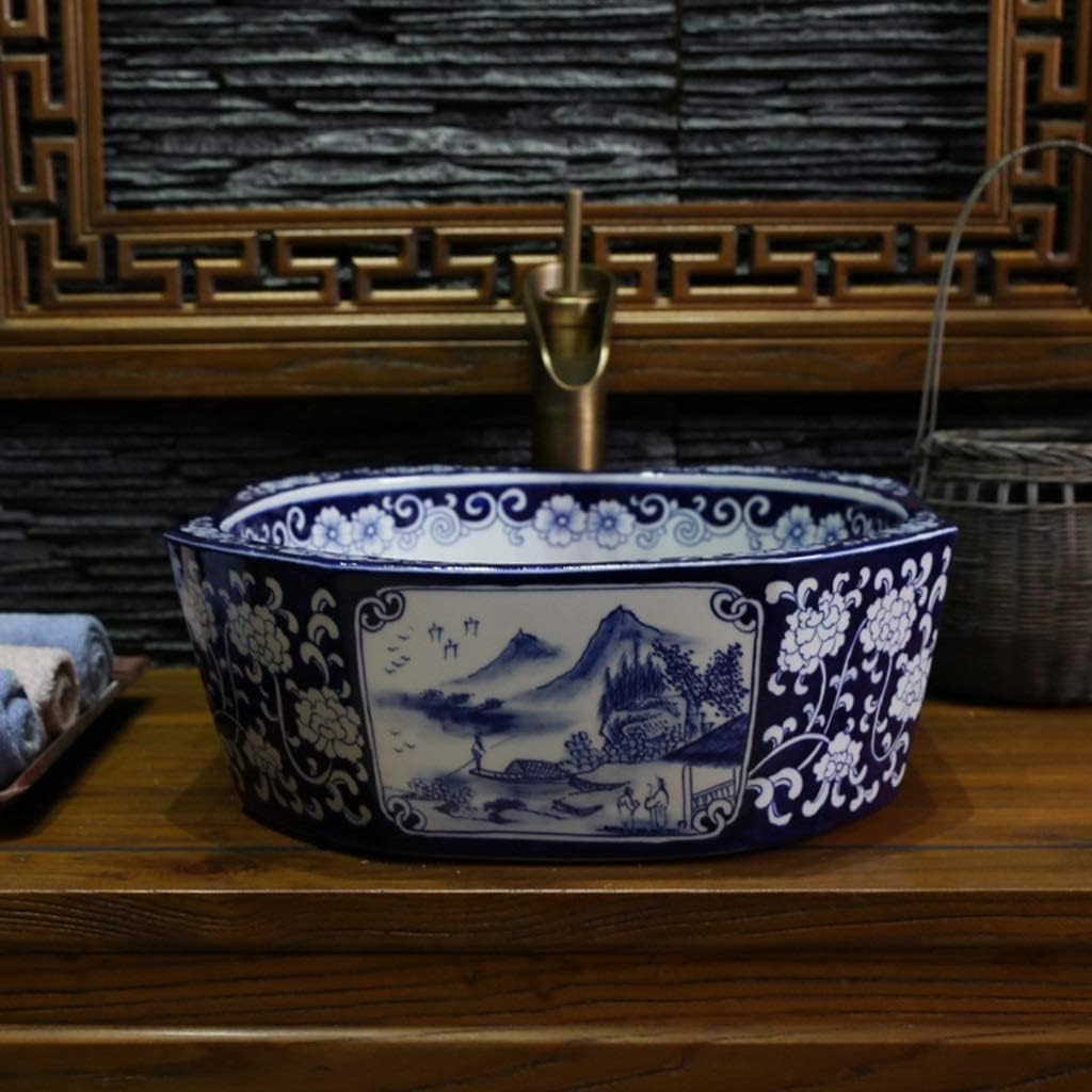 Vessel Sinks, Bathroom Vessel Sink Luxury Hotel Art Sink Vanity Sink Tops Corridor Unique Chinese Laundry Basin Traditional Bathroom Washbasin(A)
