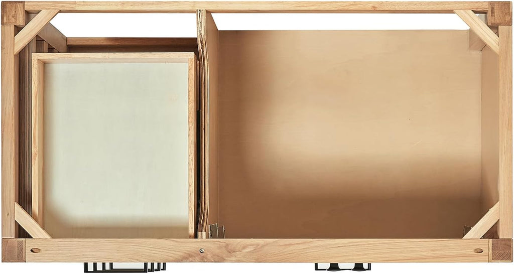 DKB Beckford 42-Inch Oak Bathroom Vanity with Sink, Italian Carrara Marble Countertop & 4' Backsplash, Soft Closing Door & Drawer, Matte Black Hardware