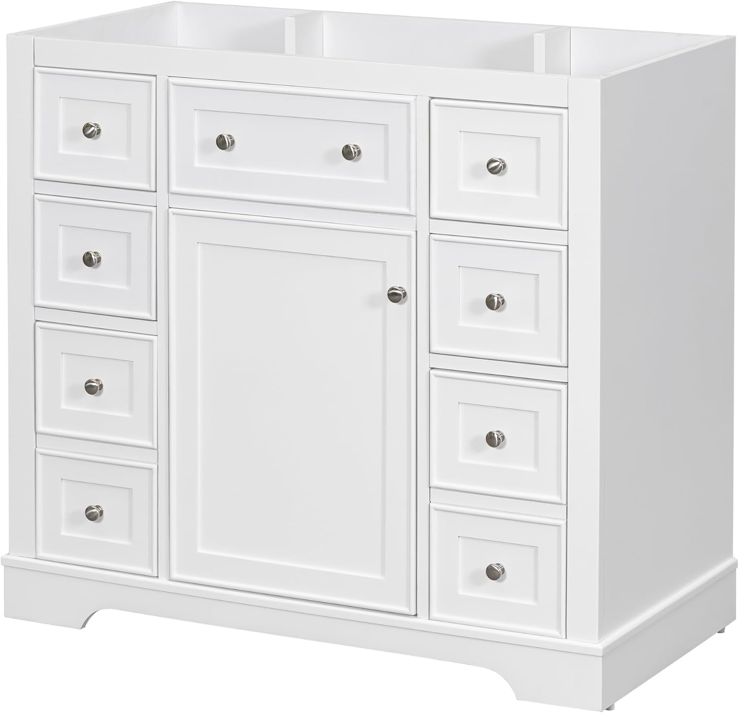Flieks 36' Bathroom Vanity Without Sink, Cabinet Base Only, One Cabinet and Six Drawers, White