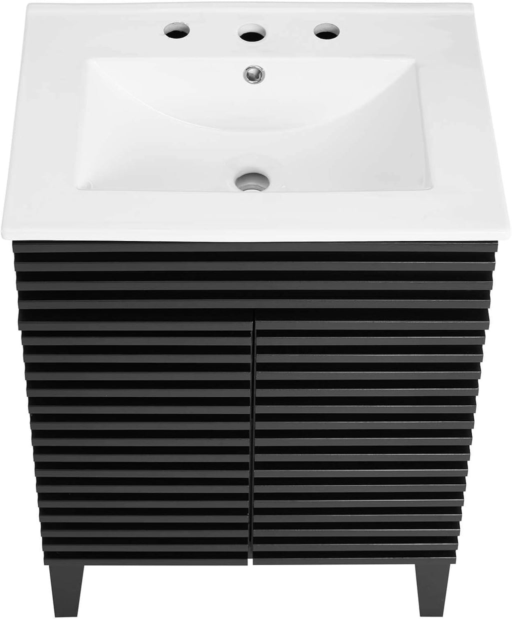 Modway Render Mid-Century Bathroom Vanity with Sink in Black White
